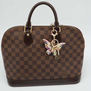 Louis Vuitton Authentic Gold Padlock 🔒 Key +Unbranded Butterfly Keychain Charm